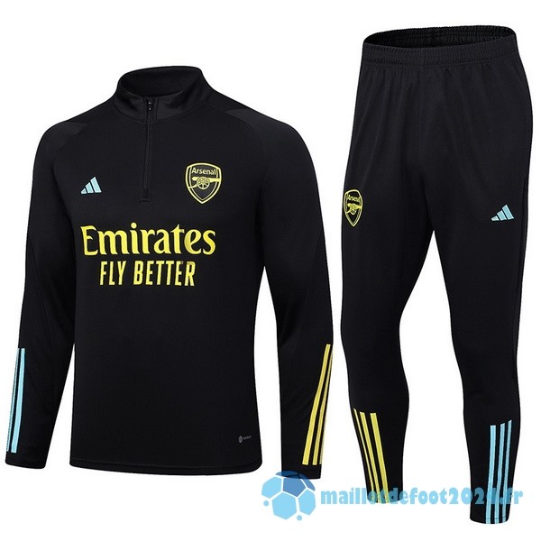 Nouveau Ensemble Complet Sudadera Entrainement Enfant Arsenal 2023 2024 Noir II Jaune