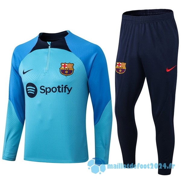 Nouveau Ensemble Complet Sudadera Entrainement Enfant Barcelona 2022 2023 Bleu I Vert