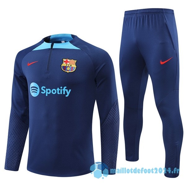 Nouveau Ensemble Complet Sudadera Entrainement Enfant Barcelona 2022 2023 Bleu Marine