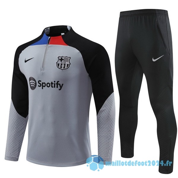 Nouveau Ensemble Complet Sudadera Entrainement Enfant Barcelona 2022 2023 Gris Noir