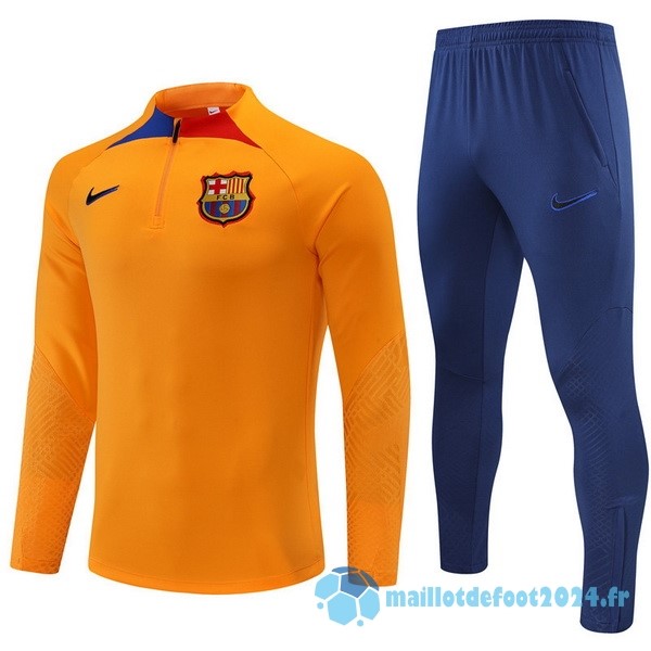 Nouveau Ensemble Complet Sudadera Entrainement Enfant Barcelona 2022 2023 Jaune Bleu