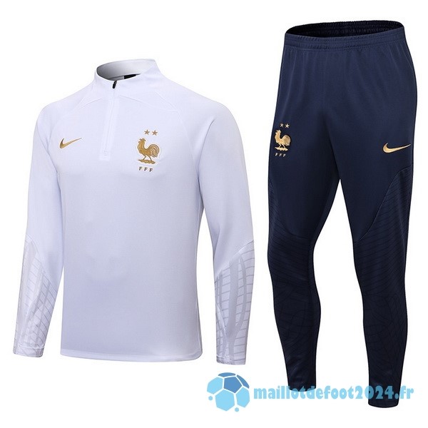 Nouveau Ensemble Complet Sudadera Entrainement Enfant France 2022 Blanc