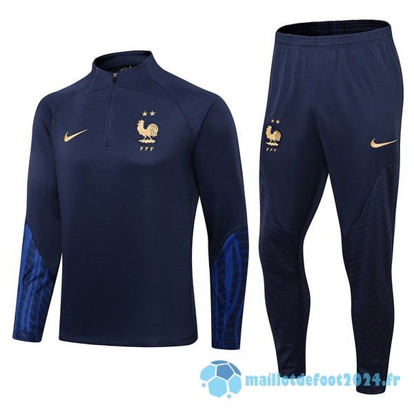 Nouveau Ensemble Complet Sudadera Entrainement Enfant France 2022 Bleu III Marine