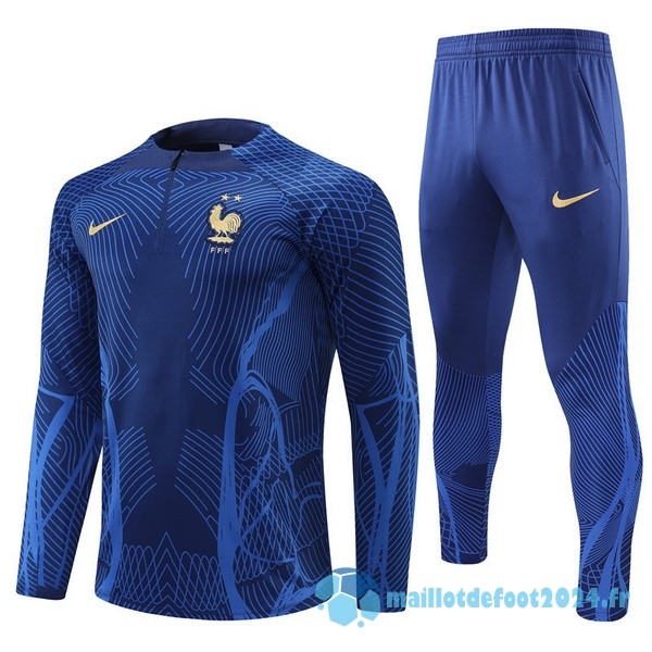 Nouveau Ensemble Complet Sudadera Entrainement Enfant France 2022 Bleu I Marine