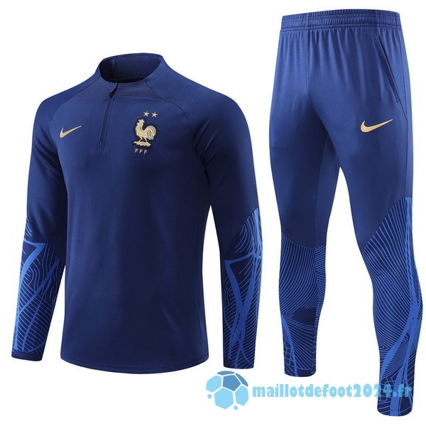 Nouveau Ensemble Complet Sudadera Entrainement Enfant France 2022 Bleu Marine