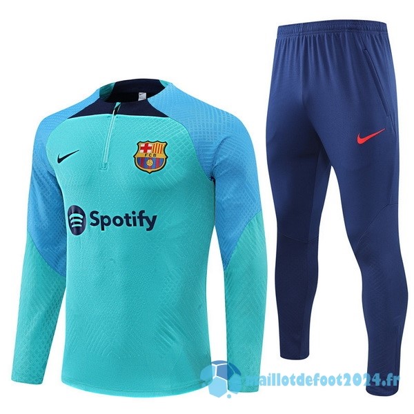 Nouveau Ensemble Complet Sudadera Entrainement Joueurs Enfant Barcelona 2022 2023 Bleu II Vert