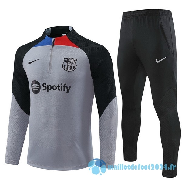 Nouveau Ensemble Complet Sudadera Entrainement Joueurs Enfant Barcelona 2022 2023 Gris Noir