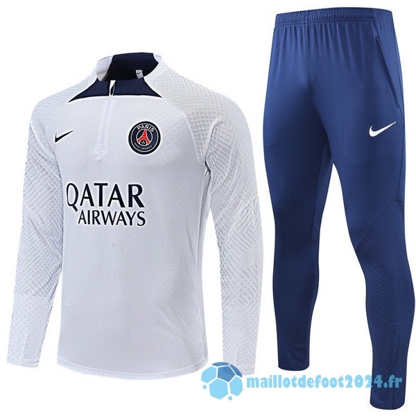 Nouveau Ensemble Complet Sudadera Entrainement Joueurs Paris Saint Germain 2022 2023 Blanc Bleu