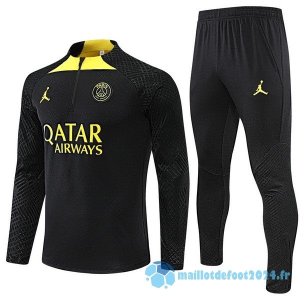 Nouveau Ensemble Complet Sudadera Entrainement Joueurs Paris Saint Germain 2022 2023 Noir II Jaune