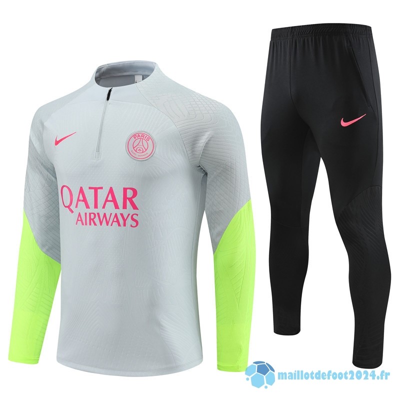 Nouveau Ensemble Complet Sudadera Entrainement Joueurs Paris Saint Germain 2023 2024 Gris Vert