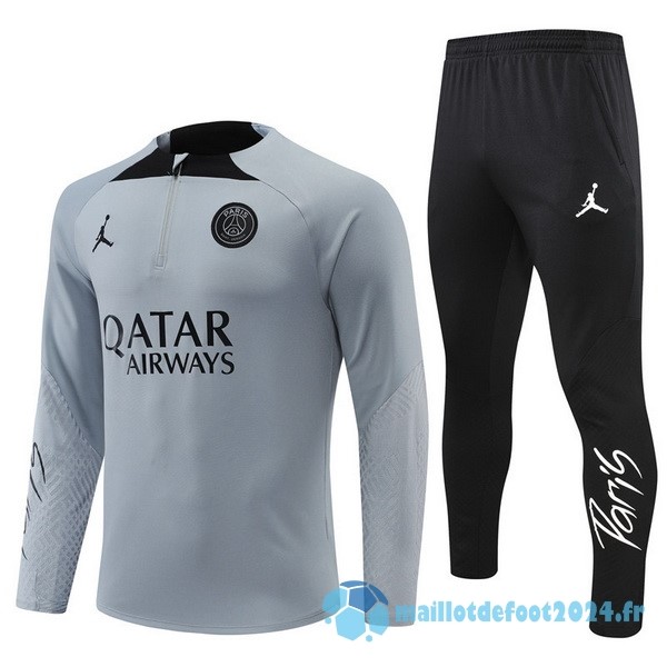 Nouveau Ensemble Complet Sudadera Entrainement Paris Saint Germain 2022 2023 Gris Noir