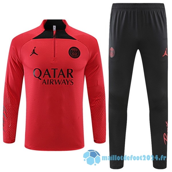 Nouveau Ensemble Complet Sudadera Entrainement Paris Saint Germain 2022 2023 Rouge Noir