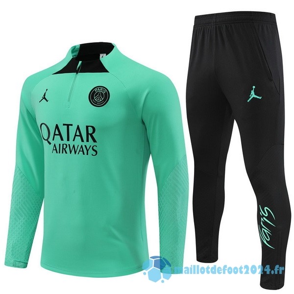 Nouveau Ensemble Complet Sudadera Entrainement Paris Saint Germain 2022 2023 Vert Noir