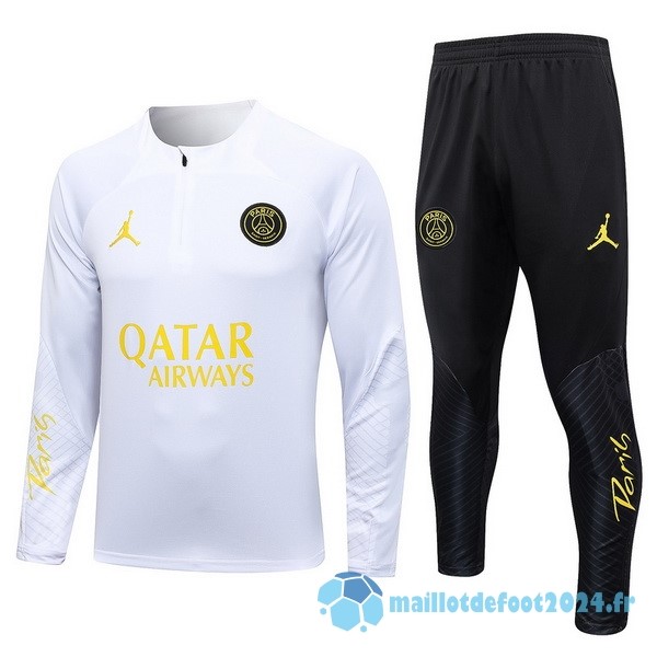 Nouveau Ensemble Complet Sudadera Entrainement Paris Saint Germain 2023 2024 Blanc Noir Jaune