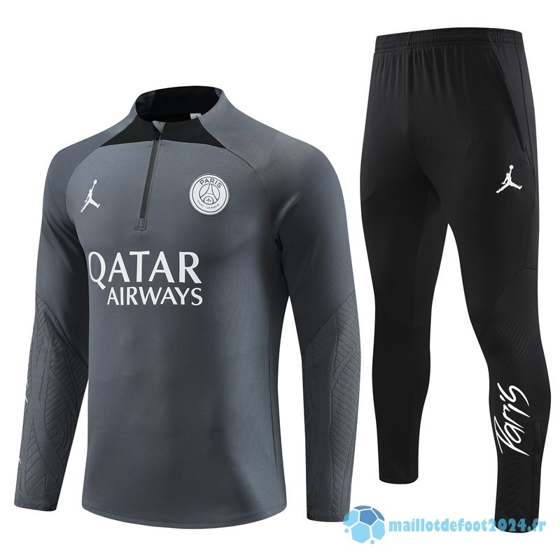 Nouveau Ensemble Complet Sudadera Entrainement Paris Saint Germain 2023 2024 Gris Noir