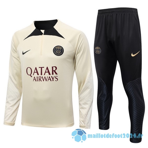 Nouveau Ensemble Complet Sudadera Entrainement Paris Saint Germain 2023 2024 Jaune Noir