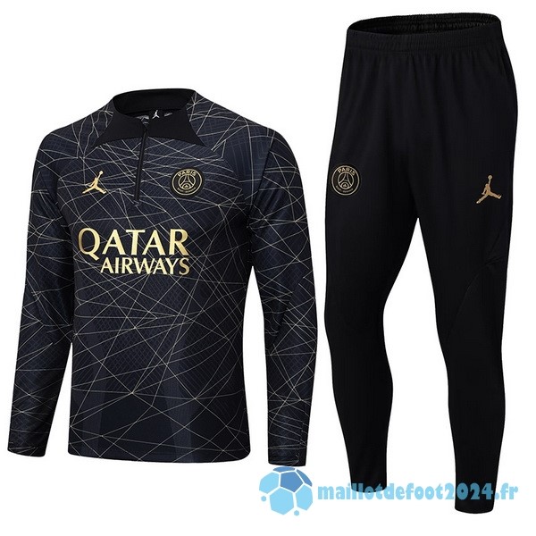 Nouveau Ensemble Complet Sudadera Entrainement Paris Saint Germain 2023 2024 Noir III Jaune