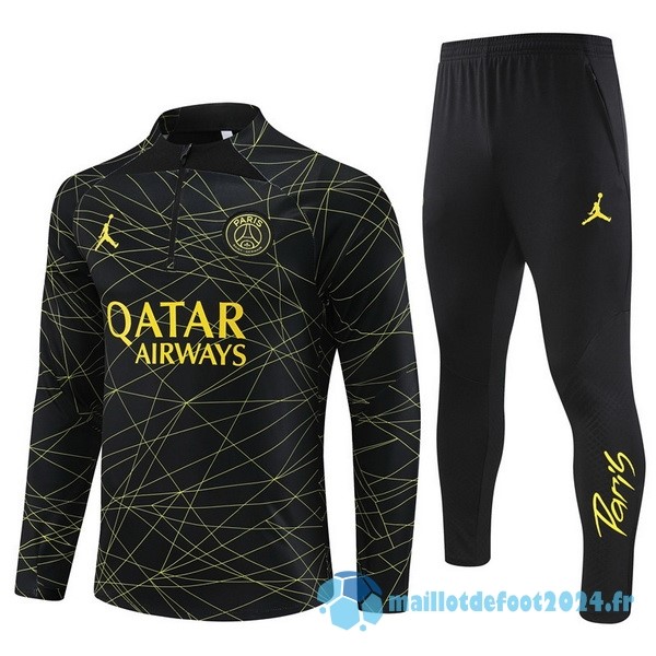 Nouveau Ensemble Complet Sudadera Entrainement Paris Saint Germain 2023 2024 Noir II Jaune