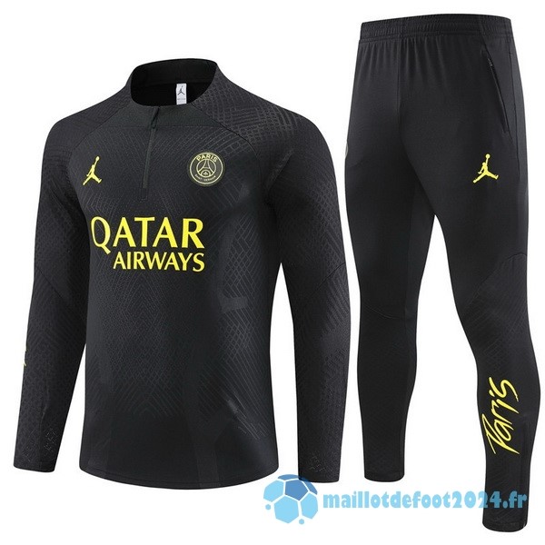 Nouveau Ensemble Complet Sudadera Entrainement Paris Saint Germain 2023 2024 Noir I Jaune