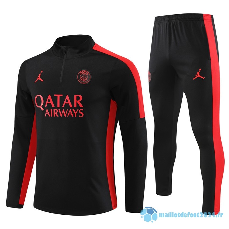 Nouveau Ensemble Complet Sudadera Entrainement Paris Saint Germain 2023 2024 Rouge II Noir