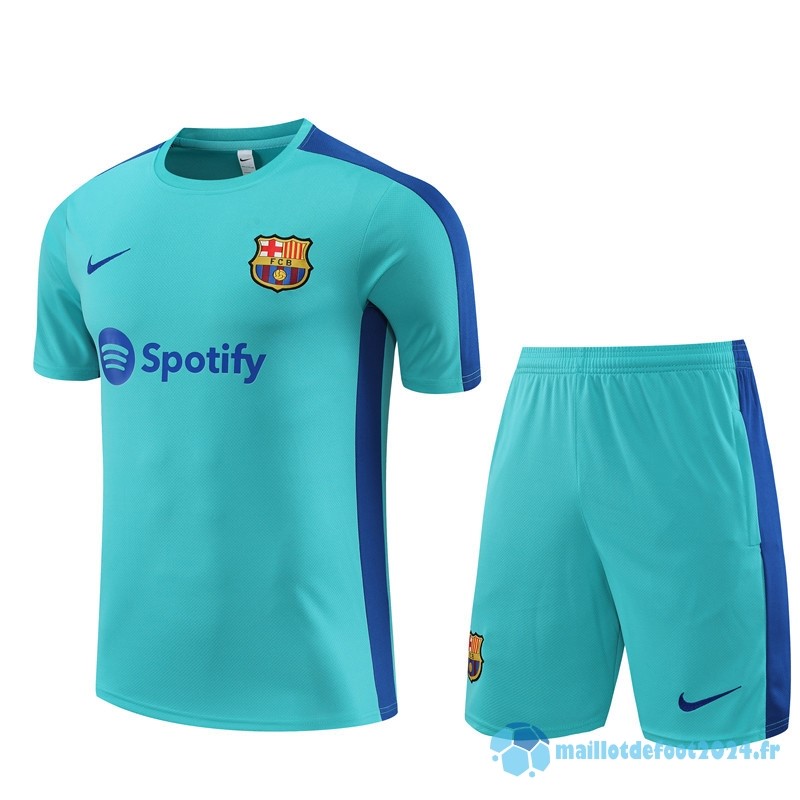 Nouveau Entrainement Ensemble Complet Barcelona Enfant 2023 2024 Vert Bleu