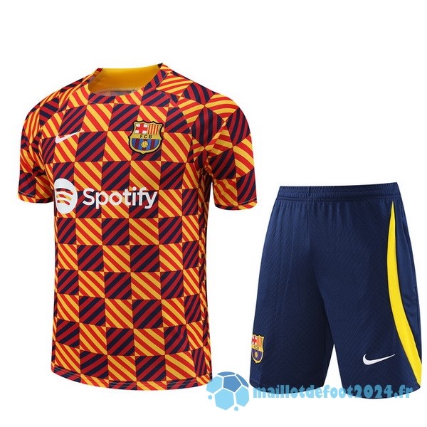 Nouveau Entrainement Ensemble Complet Enfant Barcelona 2023 2024 Orange Bleu