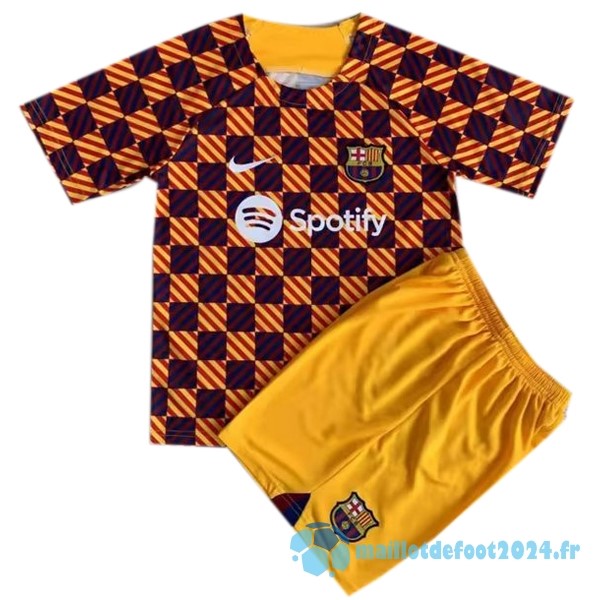 Nouveau Entrainement Ensemble Complet Enfant Barcelona 2023 2024 Orange Jaune