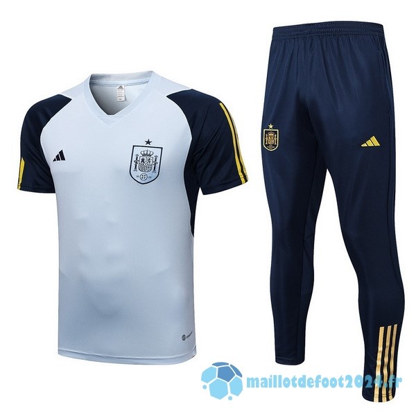 Nouveau Entrainement Ensemble Complet Espagne 2022 Gris Bleu