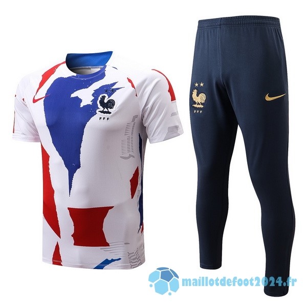 Nouveau Entrainement Ensemble Complet France 2022 Blanc I Bleu Rouge