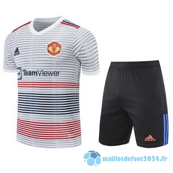 Nouveau Entrainement Ensemble Complet Manchester United 2022 2023 Blanc Noir