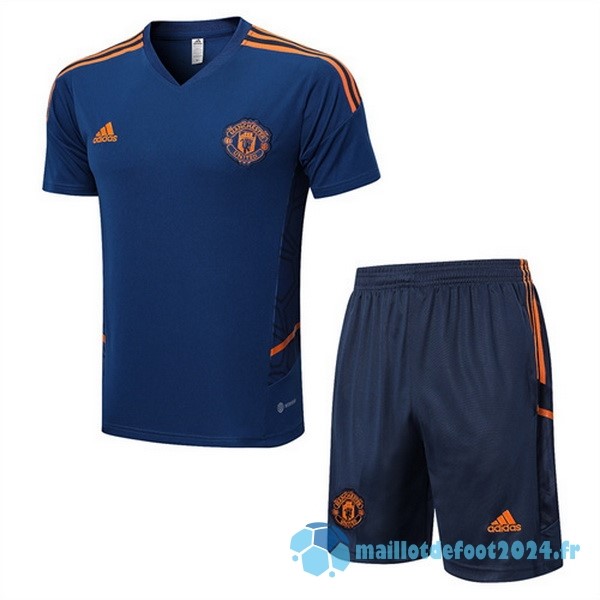 Nouveau Entrainement Ensemble Complet Manchester United 2022 2023 Bleu Orange