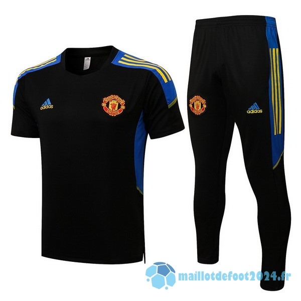 Nouveau Entrainement Ensemble Complet Manchester United 2022 2023 Noir Bleu Jaune