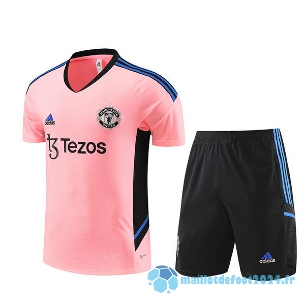 Nouveau Entrainement Ensemble Complet Manchester United 2022 2023 Rose II Noir