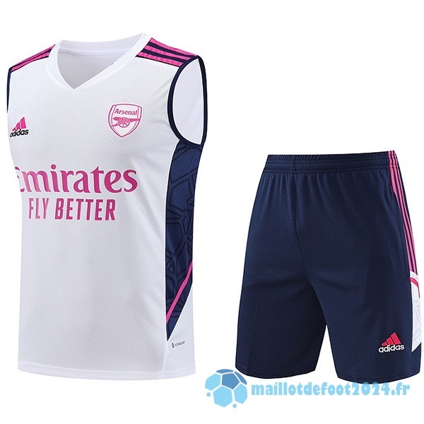 Nouveau Entrainement Sans Manches Ensemble Complet Arsenal 2023 2024 Blanc Rose Bleu