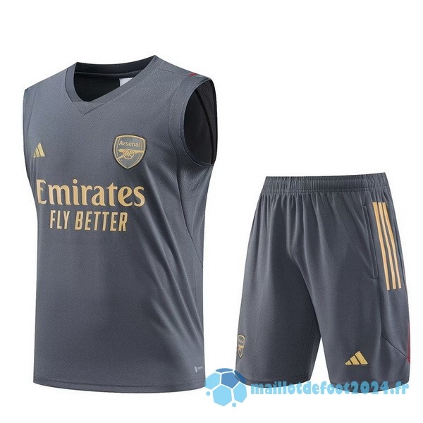 Nouveau Entrainement Sans Manches Ensemble Complet Arsenal 2023 2024 Gris