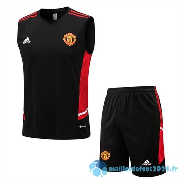 Nouveau Entrainement Sans Manches Ensemble Complet Manchester United 2022 2023 Rouge II Noir