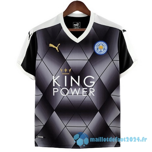 Nouveau Exterieur Maillot Leicester City Retro 2015 2016 Noir