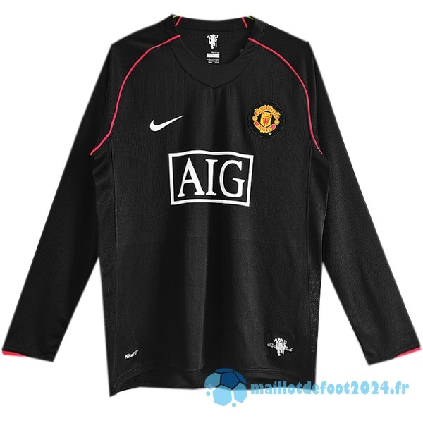 Nouveau Exterieur Maillot Manches Longues Manchester United Retro 2007 2008 Noir