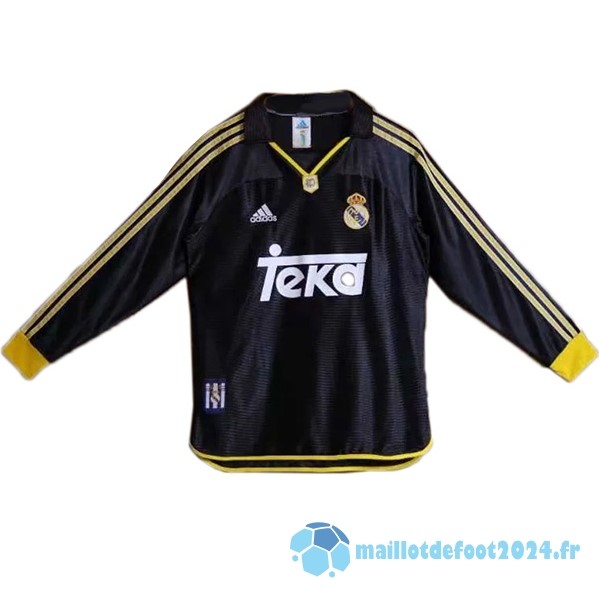 Nouveau Exterieur Maillot Manches Longues Real Madrid Retro 1999 2000 Noir