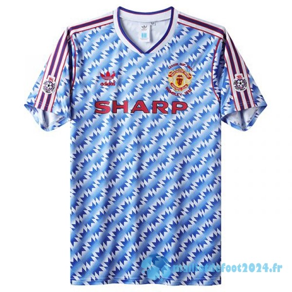 Nouveau Exterieur Maillot Manchester United Retro 1992 Bleu