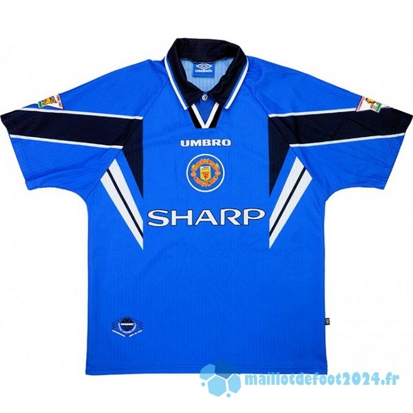 Nouveau Exterieur Maillot Manchester United Retro 1997 1998 Bleu