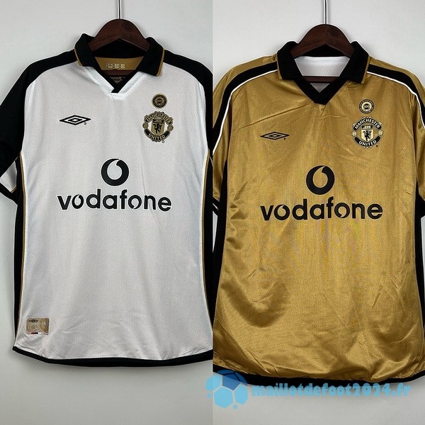 Nouveau Exterieur Maillot Manchester United Retro 2001 2002 Blanc