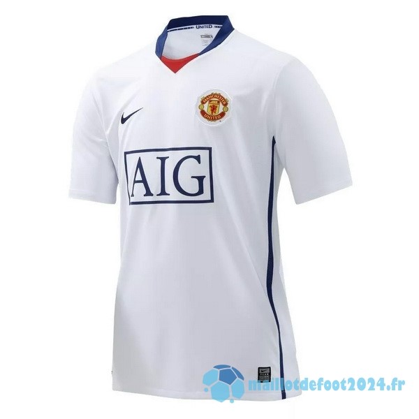 Nouveau Exterieur Maillot Manchester United Retro 2008 2009 Blanc