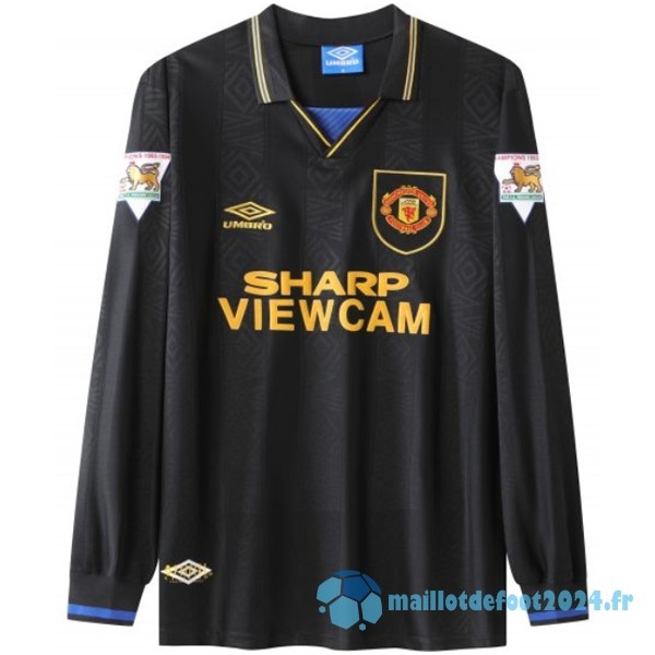 Nouveau Exterieur Manches Longues Manchester United Retro 1992 1994 Vert Noir