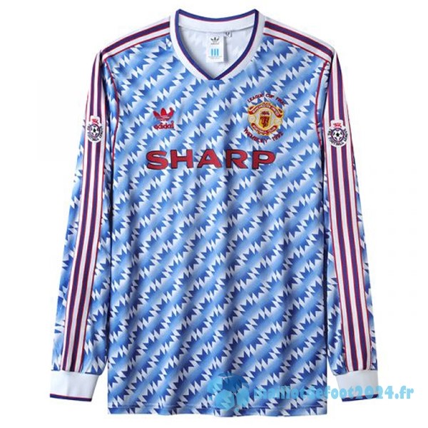 Nouveau Exterieur Manches Longues Manchester United Retro 1992 Bleu