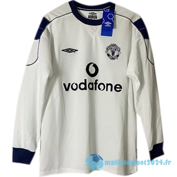 Nouveau Exterieur Manches Longues Manchester United Retro 2000 2001 Blanc