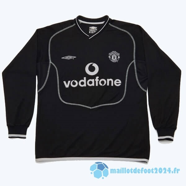 Nouveau Exterieur Manches Longues Manchester United Retro 2000 2002 Noir