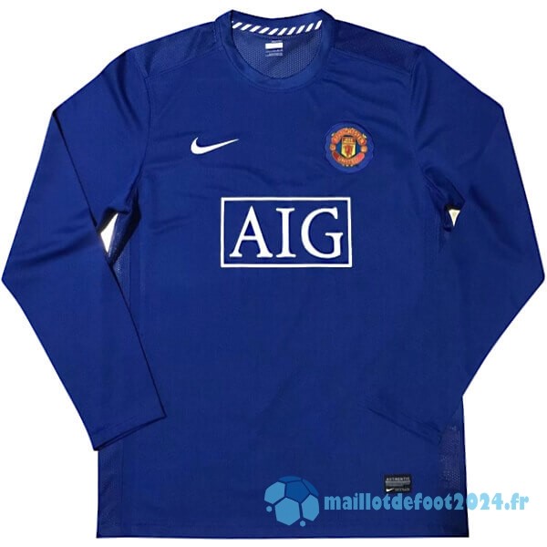 Nouveau Exterieur Manches Longues Manchester United Retro 2007 2008 Bleu