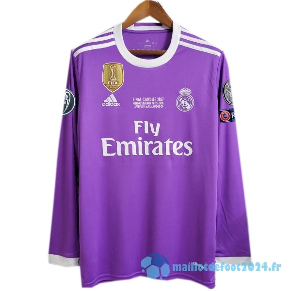 Nouveau Exterieur Manches Longues Real Madrid Retro 2016 2017 I Purpura