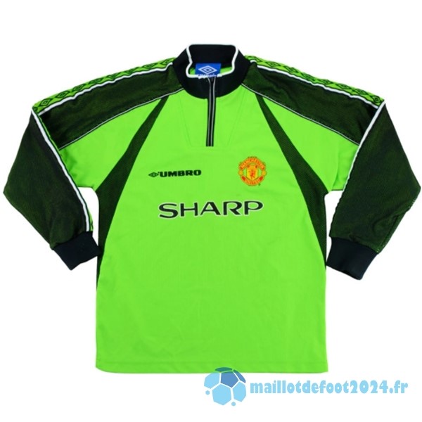 Nouveau Gardien Maillot Manches Longues Manchester United Retro 1998 1999 Vert